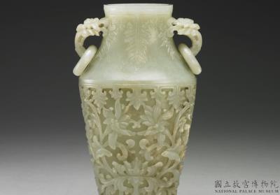 图片[2]-Jade vase with floral handles, Qing dynasty (1644-1911)-China Archive